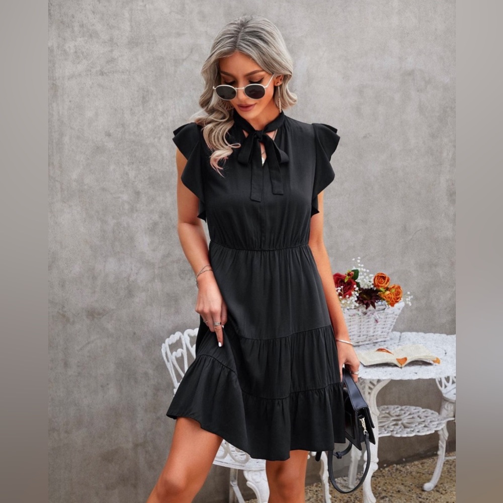 NWT ePretty Little Black Tiered Mini-Dress in sizes Small~Large